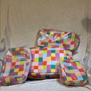 Colorful Checkered Travel Bag Set